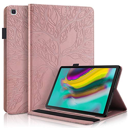 Succtop Coque Galaxy Tab S5e 10.5 Pouces Etui Cuir PU Flip Portefeuille Housse Samsung Tab S5e Stand Coque Avec Fonction für Samsung Galaxy Tab S5e 10.5 SM-T720 Sm-T725 2019 Or Rose