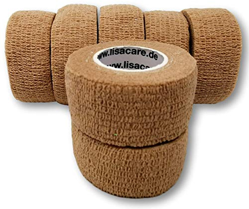 Bunter Mix 7 Stück LisaCare Pflasterverband, Fingerpflaster, Rollenpflaster, elastische Pflaster Kinderpflaster ohne Kleber und latexfrei (Beige)