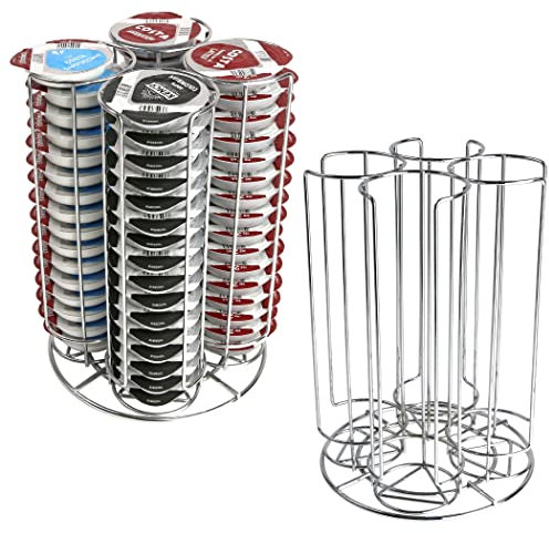 Kimm & Miller Tassimo Pod Holder | Large Capacity Coffee Pod Storage | Holds 64 Tassimo Capsules | Chrome Metal Non-Rotating Rack