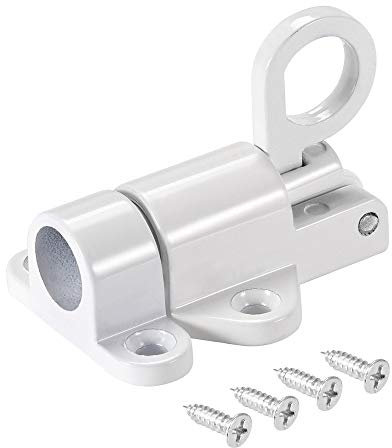 sourcing map Door Spring Bolt, Aluminum Alloy Security Automatic Window Gate Latch Bounce Lock White