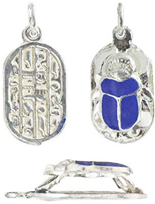 Ägyptischer Anhänger aus Silber des Heiligen Käfers, Kettenanhänger Silber, Glücksbringer, ca. 30 x 15 mm.