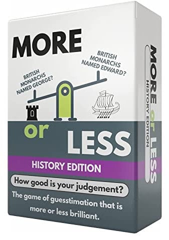 More or Less History Edition Card Game | 2 Players + | Travel & Pocket Card Game for Kids, Teens & Adults | Play Anywhere