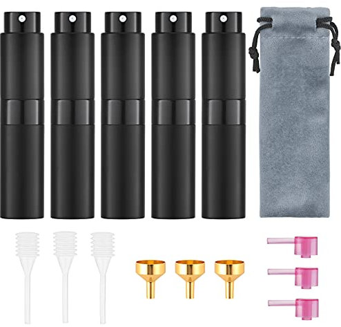 10ML Perfume Atomizer Travel (2 PCS), Refillable Cologne Containers, Dispenser Spray Empty Bottle for Mini Sprayer Size (Blue&Pink, Marble), black,