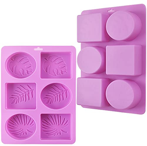 ionEgg Moule à savon rectangulaire et ovale en silicone avec motifs de feuilles, lot de 2