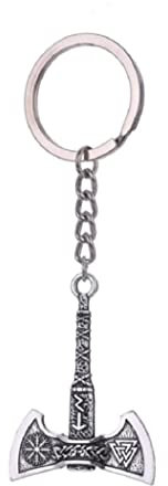 Doppelaxt Axt mit Runen und Symbolen Wikinger Vikings Schlüsselanhänger Metall Odin | Thor | Valknut | Geschenk | Männer | Nordmann | Walhalla | Mythologie