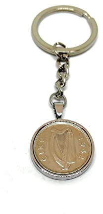 Porte-clés irlandais pour 81e anniversaire de 1942,Pièce de six pence,Pour maman, papa, frère, sœur,81e anniversaire, 81e anniversaire SLV, 20 mm, Argent, Autre type de fermoir.