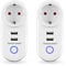 TIERISCH SMART ® Smart Life Steckdose mit 2X USB WLAN Stecker, Alexa Google Kompatibel, 2er Pack
