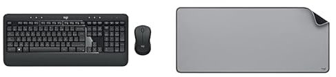Logitech MK540 Combo Advanced, Clavier et Souris sans Fil, Clavier PC ou Ordinateur Portable, Récepteur USB Unifying Desk Mat, Large Tapis de Bureau, sous-Main Gris, pour Le Télé-Travail