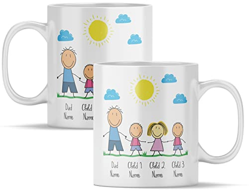 Personalised Family Mug - Gifts for Dad - Mothers Day, Fathers Day, Birthday, Christmas, Gift (Dad 3 Kids)