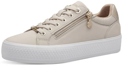 s.Oliver Damen Sneaker flach mit Reißverschluss Freizeit, Beige (Beige), 38 EU