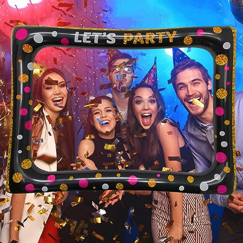 Aufblasbarer Fotorahmen,Selfie Bilderrahmen,Photo Booth Requisiten,Aufblasbarer Bilderrahmen,Schwarzgold Photo Booth Requisiten,Photo Booth Requisiten Dekorationen,Foto Booth Frame,65x78cm,2pcs