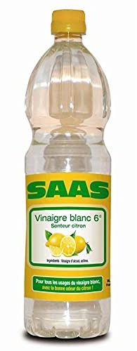 SAAS - Vinaigre Blanc 6° au Parfum Rafraîchissant de Citron - Bouteille d'1L pour Assaisonnement et Marinade - Idéal pour Salades et Crudités - Le Lot De 4