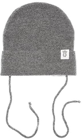KNITAS Einlagig Gestrickte Babymütze aus Merino und Kaschmirwolle für Baby Kleinkind I Superweiche und warme Mütze für Neugeborene 6-12 Monate I Babies Wintermütze in der Farbe Grau