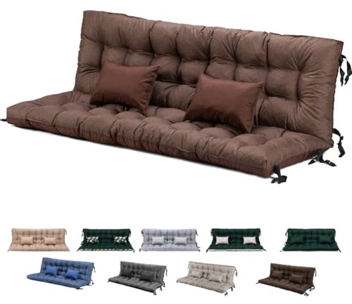 maxiga Bankkissen Outdoor für Hollywoodschaukel - Sitzkissen Palettenkissen Outdoor Wasserdicht mit Rückenlehne Polster Palettenkissen Gartenschaukelkissen(170 x 50 cm, Braun)