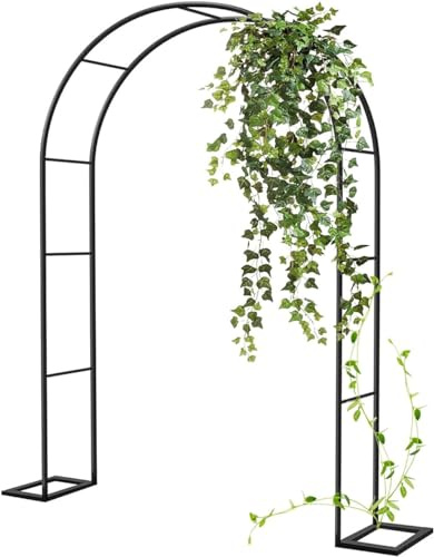 Schwarzer Gartenlaube für Verschiedene Kletterpflanzen, Metallbogen mit Sockel, Hochzeitsbogen, extra hoher Pergola-Spalier, Weinreben-Torbogen, weiß, B1,8 m x H2,2 m