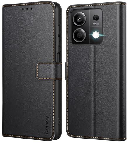 Ganbary Coque pour Xiaomi Redmi Note 13 5G (Pas pour 4G), [Housse en Cuir PU Premium] [Etui à Rabat] [Pochette de Portefeuille], Étui de Protection pour Xiaomi Redmi Note 13 5G - Noir