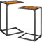 Nandae 2er-Pack Beistelltisch,C Form Kaffeetisch Couchtisch Sofatisch Nachttisch Betttisch Laptoptisch, Gestell aus Metall, Tischplatte aus Holz,Wohnzimmer, Schlafzimmer (40 x 30 x 70 cm)