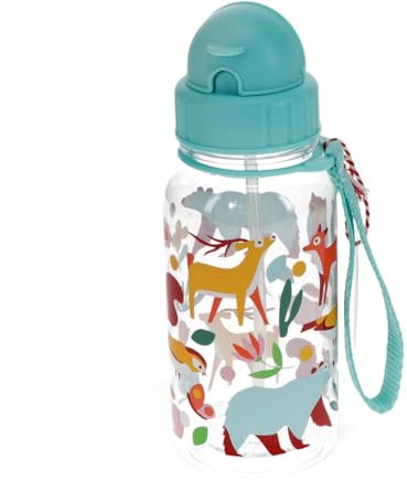 Rex London BPA Free Plastic Kids Water Bottle 500ml - Woodland