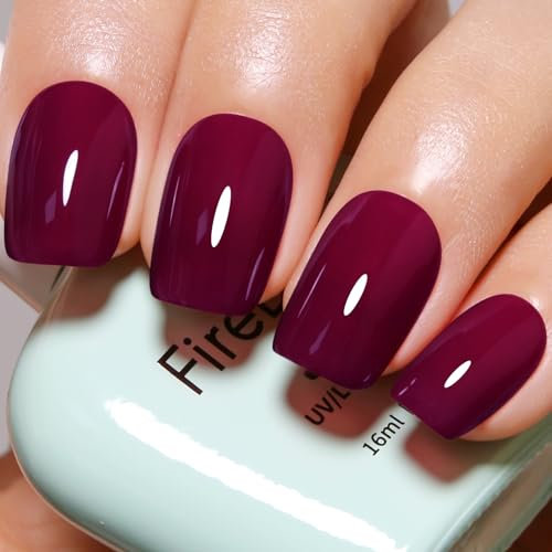 Firedeep Jelly Purple Red Gel Nail Polish Sheer Purple Red Nail Polish UV/LED Soak Off Gel Polish for Autumn and Winter 0.54 Fl Oz 1Pcs
