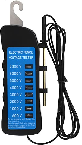 FLEXMAN Elektrozaunprüfer, 600 V bis 7000 V, Tragbar, Spannungserkennung mit Acht Neonlichtern, Zaunspannungsprüfer für Viehgehege, Bauernhöfe, Hausgärten