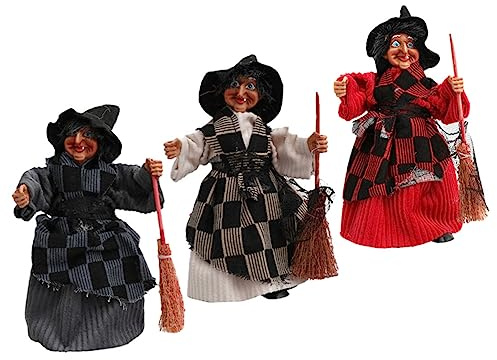 OFFSCH 3 Stück Besen Hexenanhänger Hexenpuppe Festivalzubehör Haushalt Halloween Halloween Hexendekor Festival Hexendekor Zubehör Hängende Hexenfigur