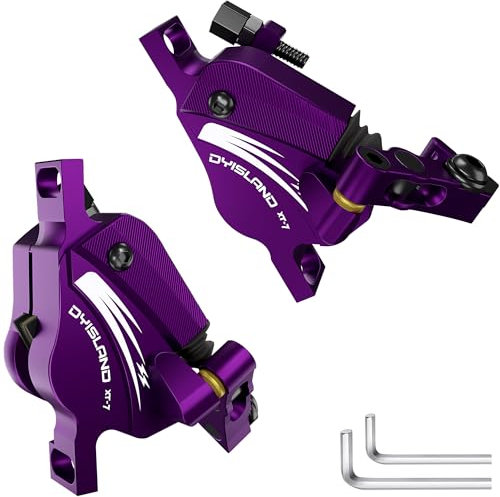 DYISLAND XT-7 - Pinzas de Freno de Disco hidráulicas híbridas extrapotentes para MTB/Bicicleta de montaña (Frenos-morados)