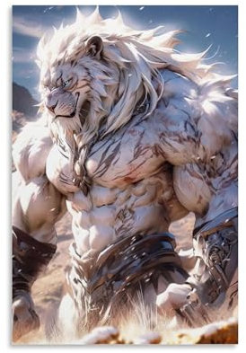 YBJDLO Tier-Kunstwerk-Poster, Ork, weißer Tiger, Zimmer-Dekoration, moderne ästhetische Wandkunst, Geschenk für Freunde, Bett, ungerahmt, 50 x 75 cm