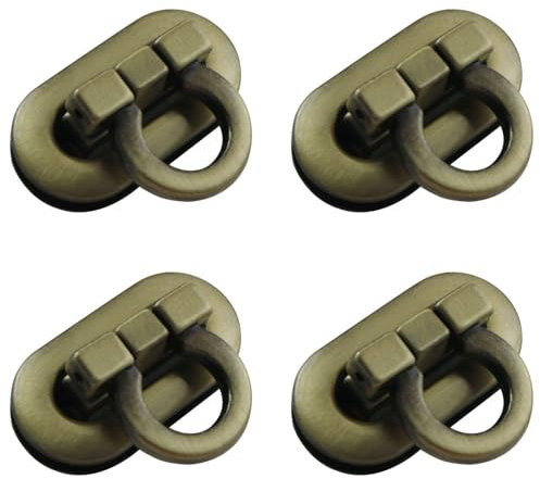 XGNG Metall-Verschlüsse, Schnallenverschluss, Drehverschluss, für Handtaschen, Aktentaschen, 4 Stück, Antik Bronze