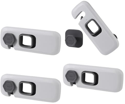 4 Serrature di Sicurezza per Bambini Autoadesive - Chiusure Protettive Senza Forature per Frigoriferi, Cassetti, Porte e Finestre | Materiale Resistente e Design Sicuro