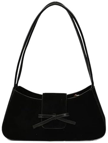 Umhängetasche mit Schleife, Umhängetasche Axila – Schultertasche mit mattierter Schleife, modische Umhängetasche, minimalistische Umhängetasche für Alltag, Reisen, Arbeit, Schwarz , Consulte la