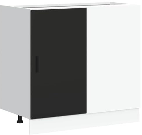 vidaXL Küchenunterschrank Lyon Schwarz Holzwerkstoff, Küchenunterschrank, Unterschrank für Küche, Schrank Küche, Küchenzeile, Lagerschrank