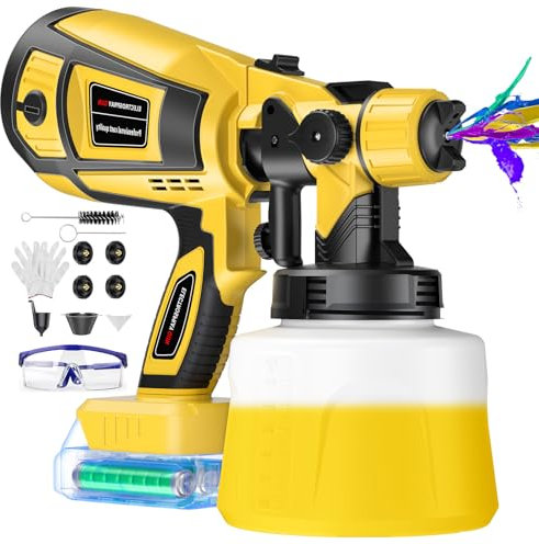 Cordless Paint Sprayer for 18V Makita Battery, Electric Spray Gun Fence Paint Sprayer with 4 Nozzles & 900ml Detachble Tank for Home,Decorationg, Walls, Ceilings Interior and Exterior (No Battery)