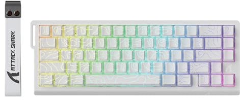 ATTACK SHARK X68 HE 8000Hz Rapid Trigger-Tastatur, 0,01mm RT-Genauigkeit, Kabelgebundene RGB 60% Gaming-Tastatur mit Magnetic Switches, Einstellbare Betätigung, Snap Tap, für PC/Mac, Weiße Konturen