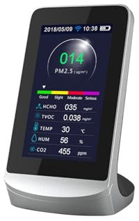 Innenraumluftqualitätsmonitor, Luftqualitätsdetektor Pm2.5 1.0 10 Gasanalysator Monitor Formaldehyd Tvoc Hcho Pm 2.5 Co2 Sensor Meter Analysator Tester für Zuhause und Büro