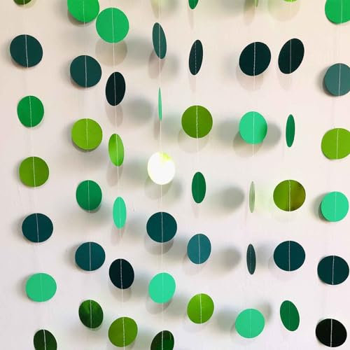 We Moment Zone 52 Ft Grün Glitzer Papier Circle Dots Garland,6 Stücke Hängende Runde Garland für Geburtstag Hochzeit Baby Shower Party Deko