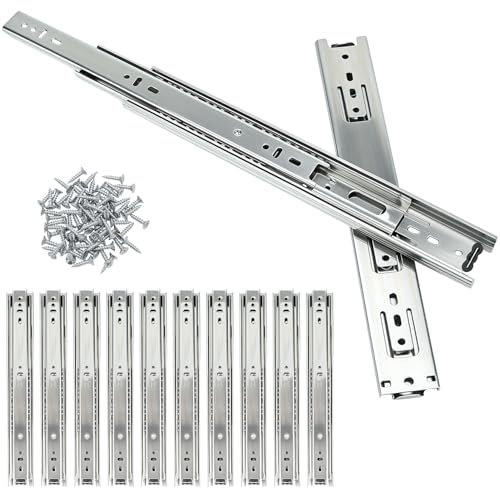 QWORK® 6 Pairs (12 Pieces) 30 cm Soft Close Drawer Runners, Ball Bearing Drawer Runners Full Extension, with Screws, 45 kg Load Capacity, Silver