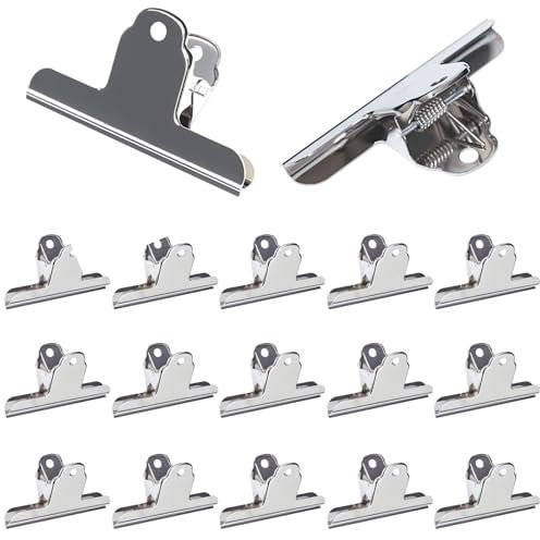 ZHYOPING Large Silver Bulldog Clips – 15 Pack 100mm Metal Binder Clips, Heavy Duty Paper Clamps, Stainless Steel Bull Dog Clips for A4 Documents, Drawing Board, Photos, Crafts, Office & Kitchen Use