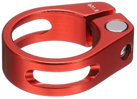 sourcing map Bike Seat Post Clamp 31.8mm Clip Aluminum Alloy Bicycle Locking Seat Post Ring with M4 Hex Screw for 27.2 to 28.6mm Bicycle Mountain Road Bike Tube, Red
