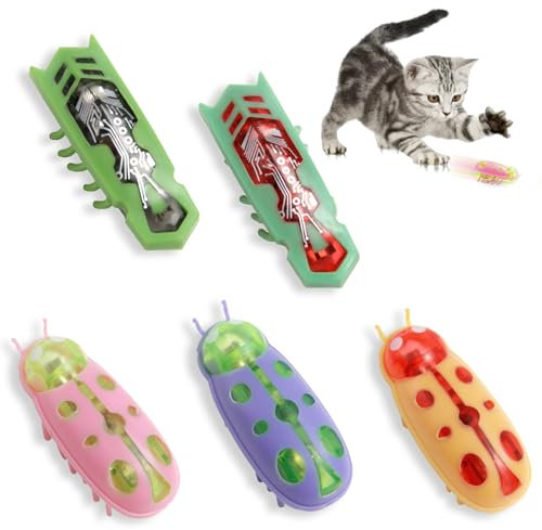 5 Stück Elektrischer Käfer Katzenspielzeug MiniKäfer Marienkäfer Spielzeug Käfer Katzenspielzeug Interaktive Wanze KatzenspielzeugKäfer Haustier Lustiges Spielspielzeug für Katzen Kätzchen Training