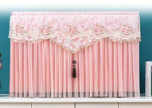 LIANTIAN Housse de Protection d'écran TV en Gaze et Dentelle, Anti-poussière pour téléviseur d'intérieur, Compatible avec Divers téléviseurs LCD LED(Pink,190 * 113cm)