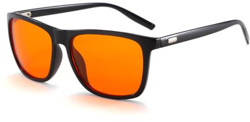 Long Keeper Blaulichtfilter Brille Herren Damen Quadratische Blaulichtblockierende Brille Orangefarbener Linse Brille für Bildschirme, Fernseher, Spielen (Schwarzer Rahmen)