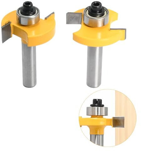 2 StüCk OberfräSe ZubehöR 8-Mm-Griff 6,35 Mm/9,52 Mm SchnitthöHe FräSer FüR OberfräSe Mit Kugellager NutfräSer FüR Kiefer, Eiche, Mdf, Spanplatten