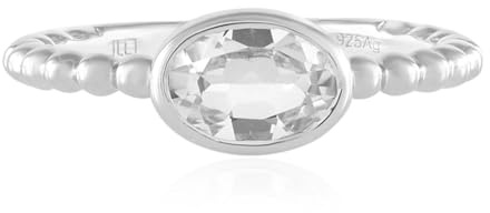 Cavill Weißer Topas Ring 0,749 ct Ovalschliff aus Madagaskar, 925er Sterlingsilber Ring mit Platin-Finish, eleganter Silberring mit verspielten Details, zeitlos modern