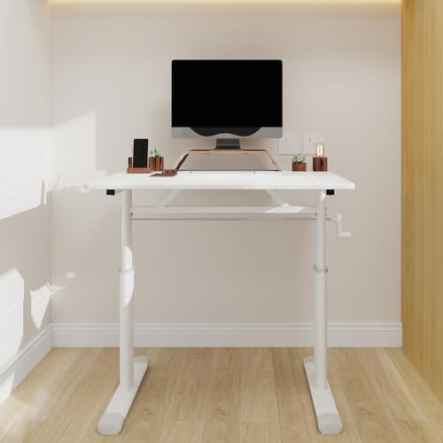 Height-Adjustable Standing Desk, Computer Desk, Office, Easy to Assemble, sit-Stand dual-use, Suitable for Home Offices, Study Rooms, and Gaming Tables (White)