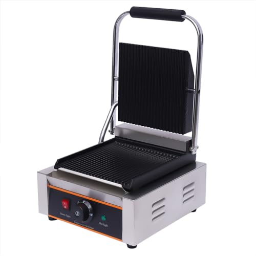 KANBCNG 1800W Doppelseitige Kommerzielle Presse Grill Elektrische Sandwichmaschine Dual-Platte Heizung Antihaftbeschichtung Edelstahl Sandwichpresse Elektrischer Sandwich-Grill Sandwich Maker