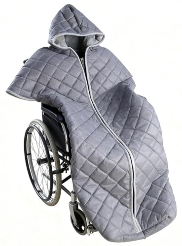 JuanNest Rollstuhl Fußsack Für Erwachsene,Rollstuhldecke,Winter Schlupfsack Decke Rollstuhlfahrer Erwachsene, Winter Rollstuhlsack Winddichte Decke,Rundum-Schutz Für Wärme Und Schutz,Reißverschluss
