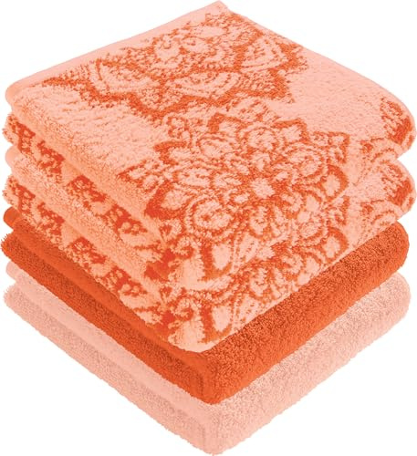 Erwin Müller Handtuch Bühl 4er-Pack apricot/orange Größe 50x100 cm - besonders flauschig, voluminös, äußerst saugfähig