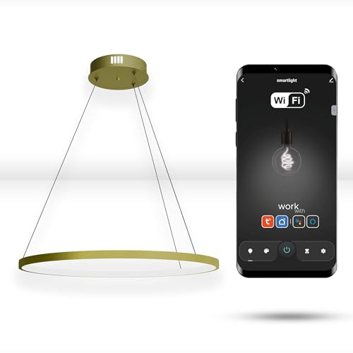 Automat-on LED Pendelleuchte Esstisch Rund 40cm Internal | Hängelampe Esstisch Dimmbar Farbtemperatur Einstellbar Höhenverstellbar bis 130 cm Esstischlampe WiFi Kompatibel mit Alexa & Google Gold