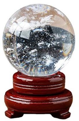 FQHIDMOMX Clear Quartz Crystal Ball with Stand, Gemstone Fortune Teller, Stone Feng Shui Witch Wicca Decoration,30mm