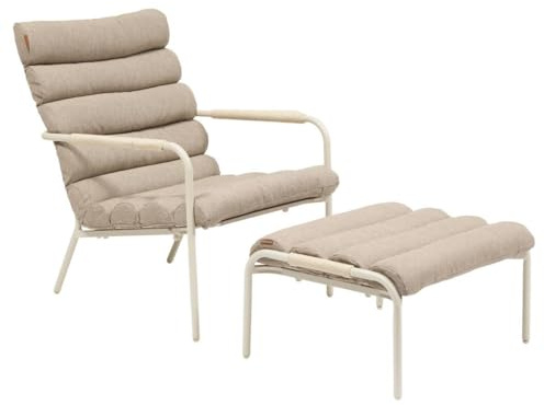 Hespéride – Relax-Gartensessel Solani – Outdoor-Sessel aus rostfreiem Stahl, Texaline – Farbe Ton – inklusive Fußstütze – Balkon und Terrasse